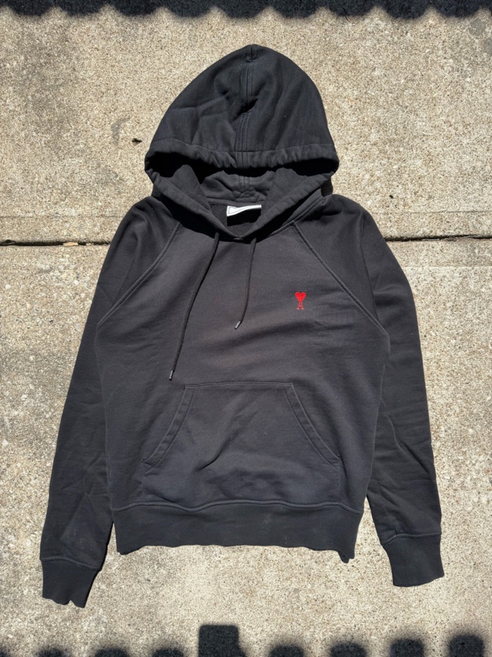 AMI Paris Ami De Coeur Cotton Black Hoodie